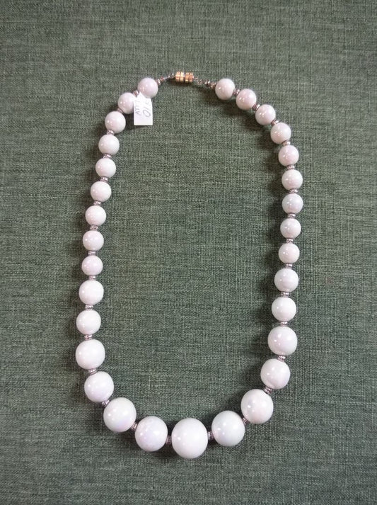White  Iridescent Beaded necklace