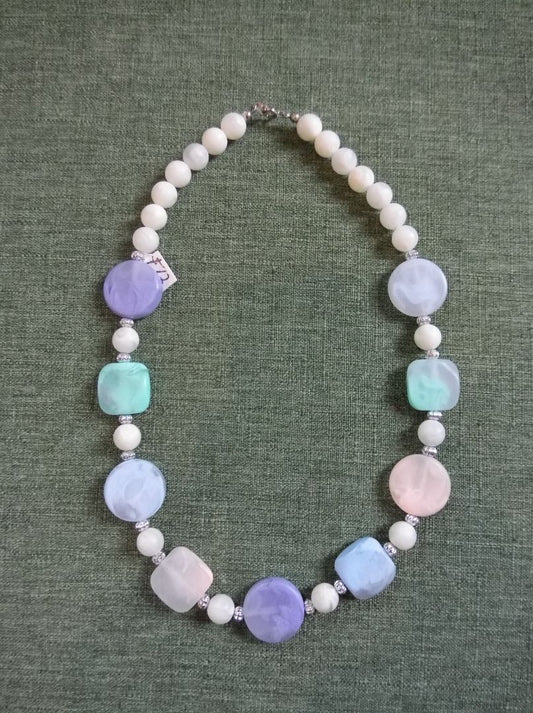 Multicolor  Vintage pastel beaded necklace