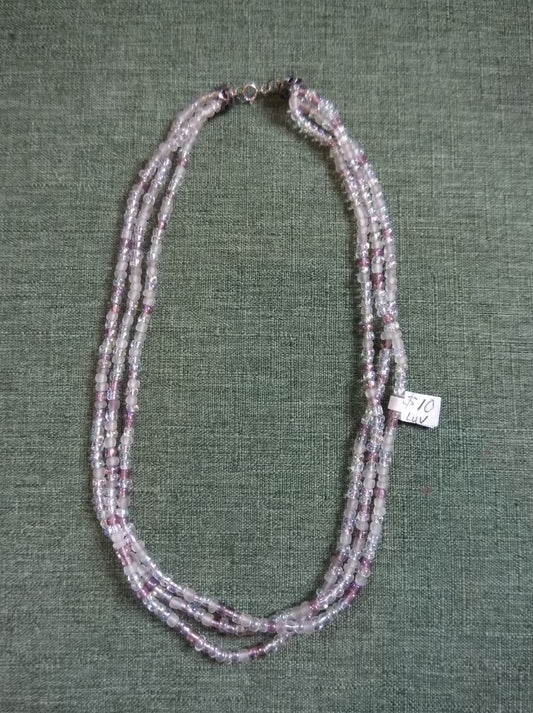 Pink  Beaded multistrand necklace