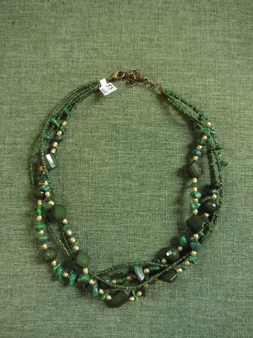 Green  Beaded multistrand necklace