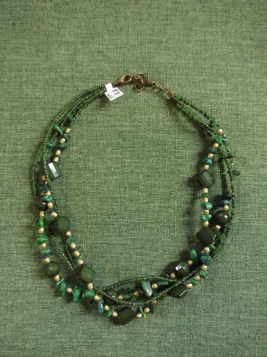 Green  Beaded multistrand necklace