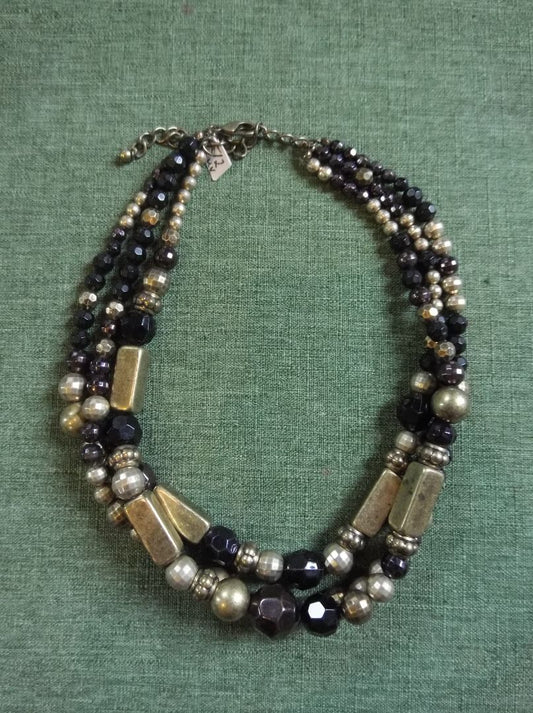 Black Chico's Beaded multistrand necklace