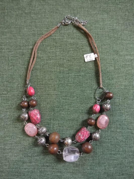 Red  Beaded multistrand necklace