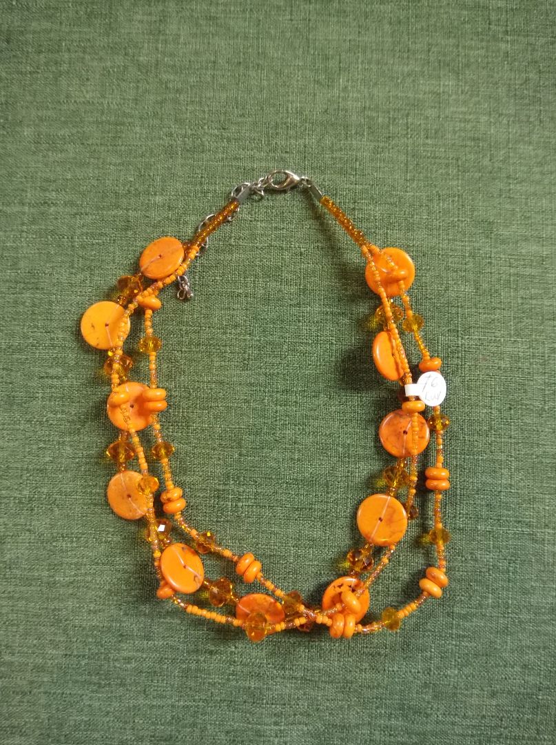 Orange  Beaded multistrand necklace