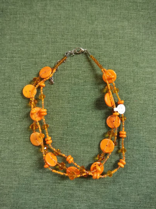 Orange  Beaded multistrand necklace