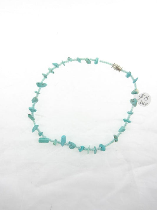 Blue  Turquoise chip ankle bracelet