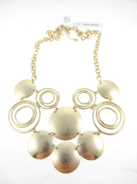 Gold New direction Disk bib necklace