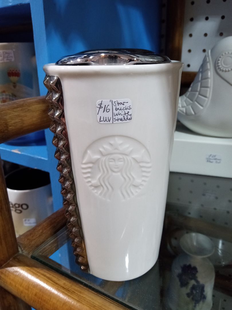 White Starbucks Studded travel mug