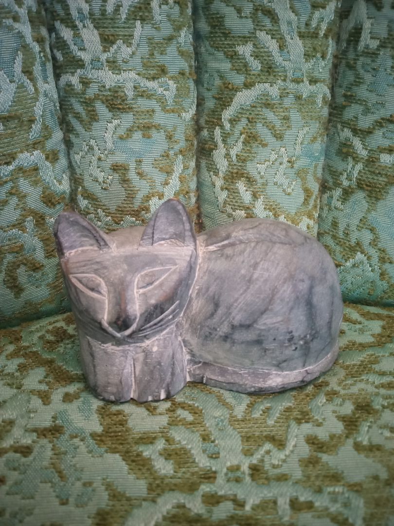 Thailand carved wood cat