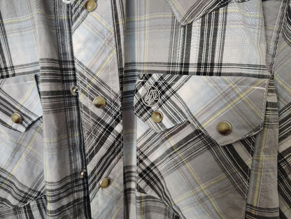 Grey multi plaid Wrangle Retro Snap Front Shirt Plaid Long Sleeve, large