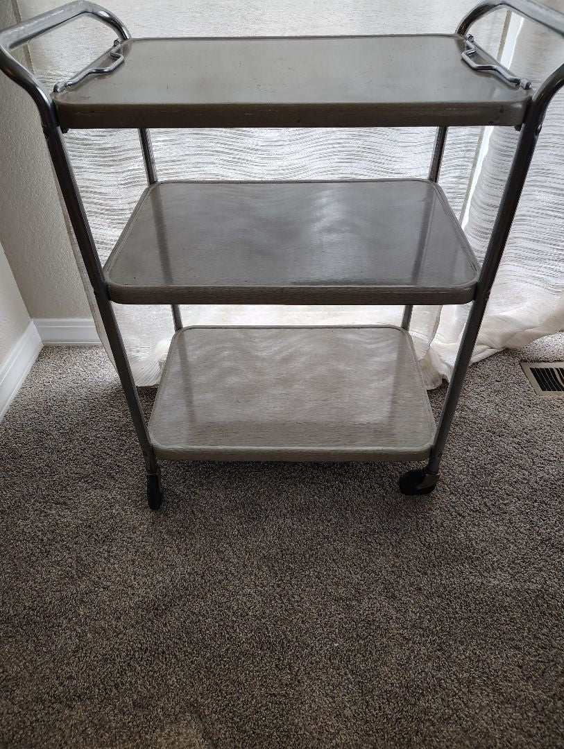 beige  MCM Kitchen Cart, 32x16x27