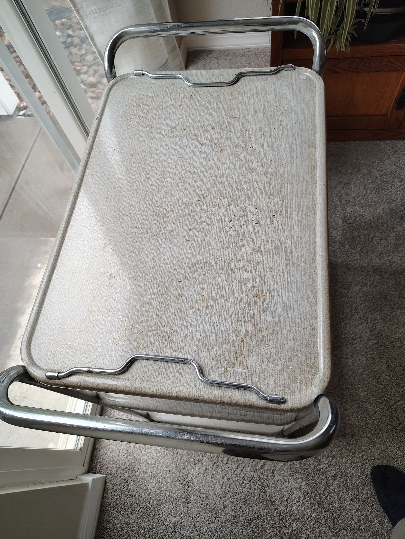 beige  MCM Kitchen Cart, 32x16x27