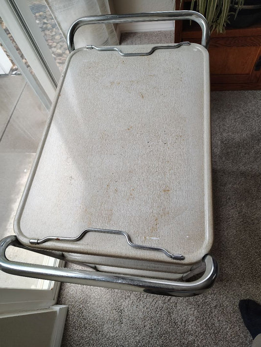 beige  MCM Kitchen Cart, 32x16x27