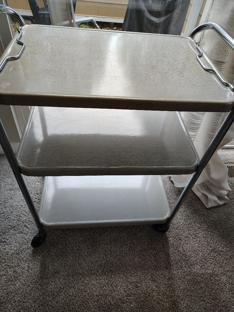 beige  MCM Kitchen Cart, 32x16x27