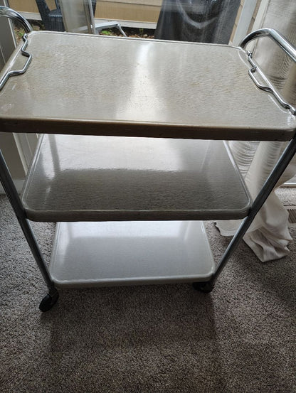 beige  MCM Kitchen Cart, 32x16x27