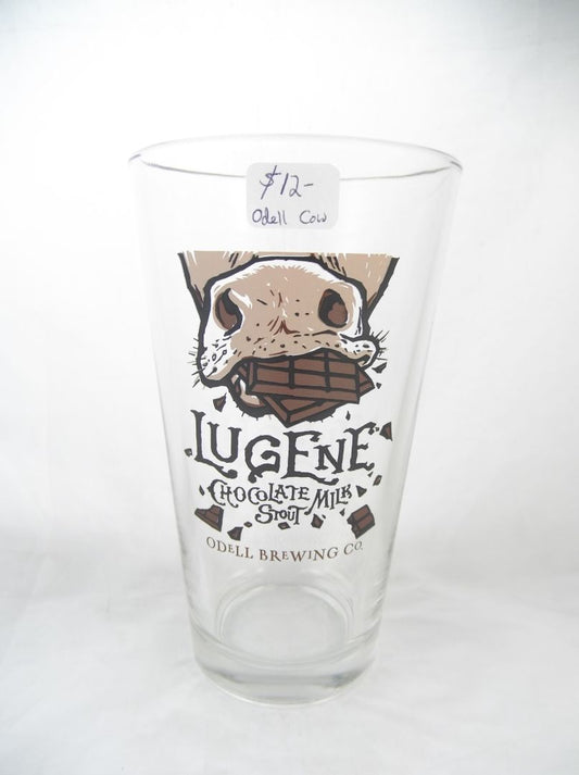 Odell Brewing Lugene Chocolate Milk Stout Cow Beer Pint Glass