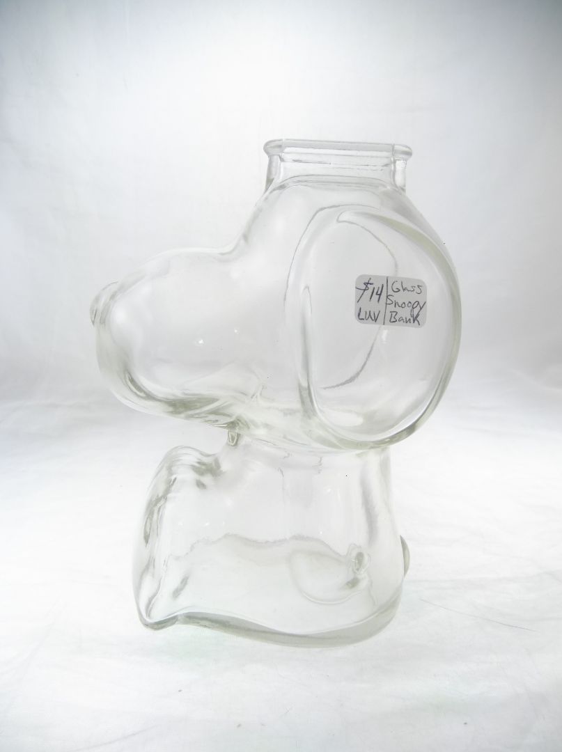 Peanuts Clear glass Snoopy coin Bank