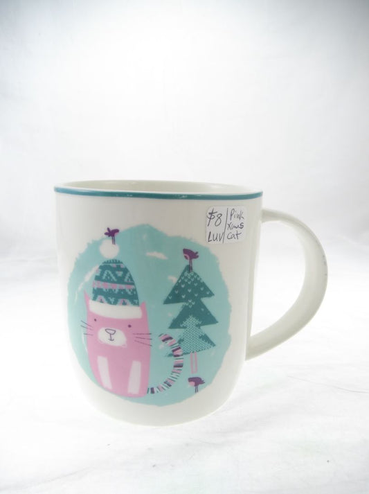 Tag Pink Christmas cat mug
