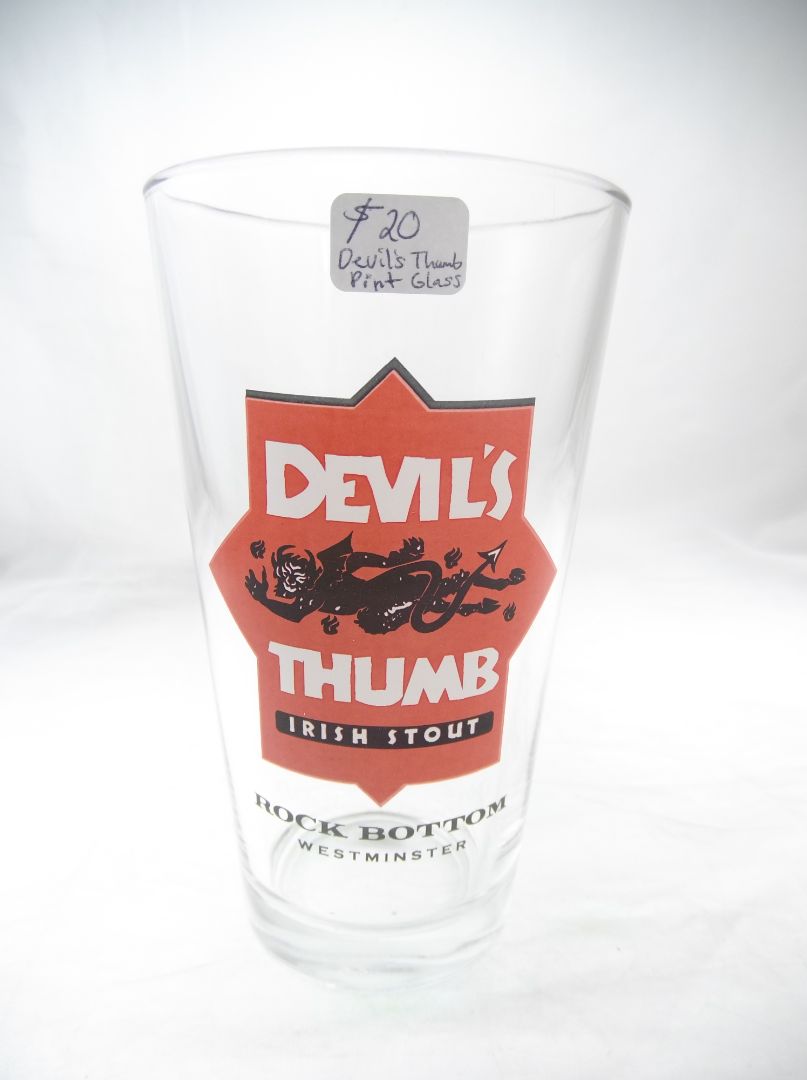 Rock Bottom brewery Westminster Devil's thumb Irish Stout pint beer glass