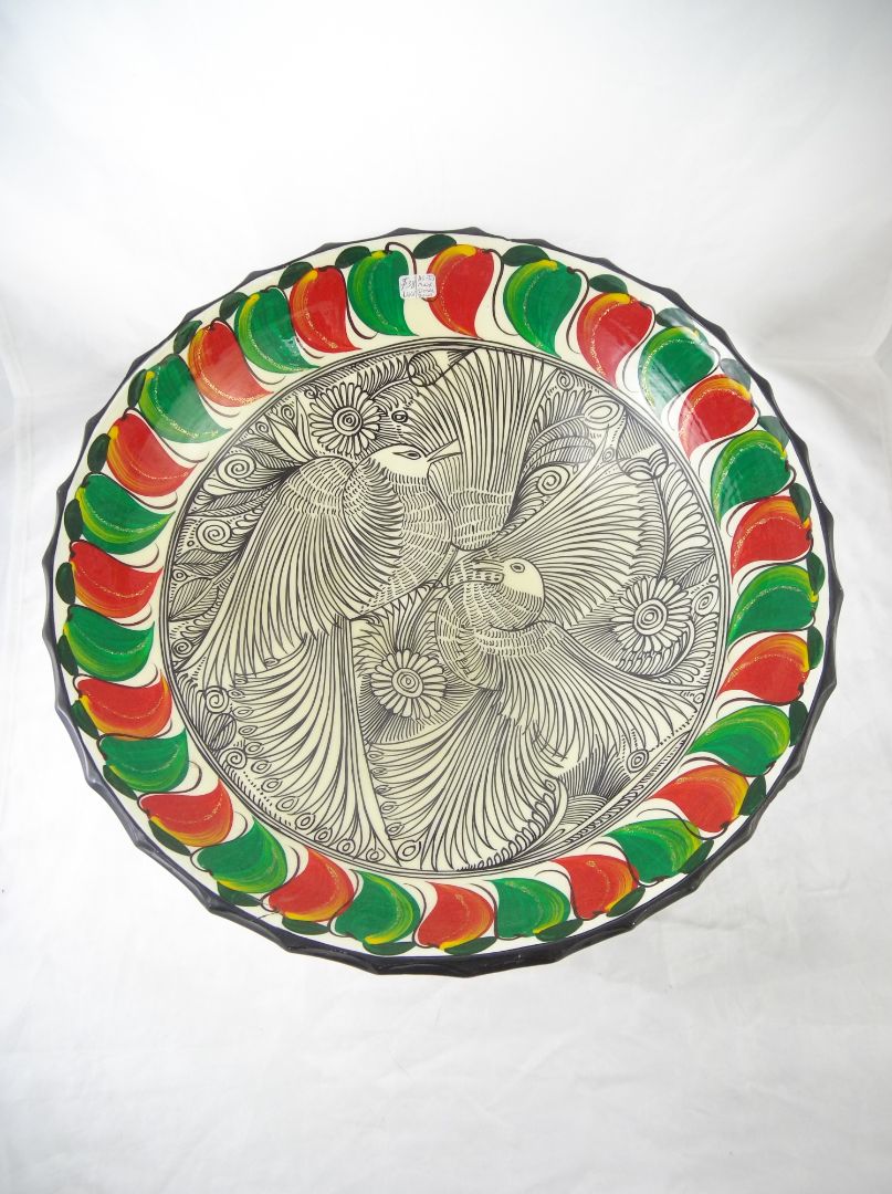AS IS: 14" Mexico Bird Pottery Bowl wall hanging