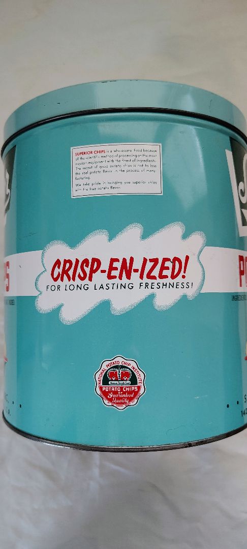 Green  Superior Potato Chip Can, in pics
