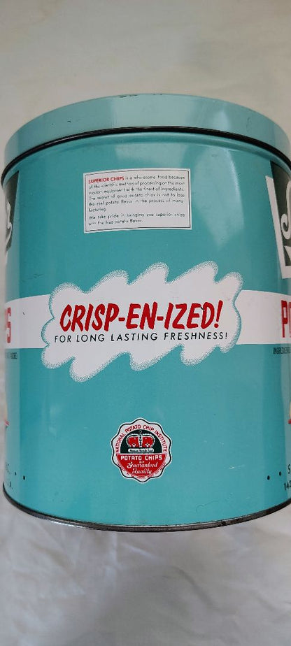 Green  Superior Potato Chip Can, in pics