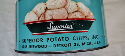 Green  Superior Potato Chip Can, in pics