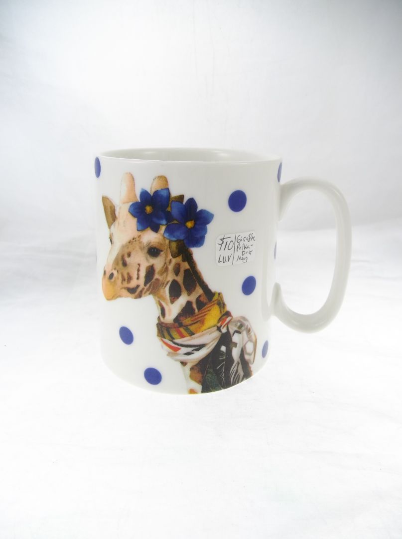 Giraffe polka dot mug