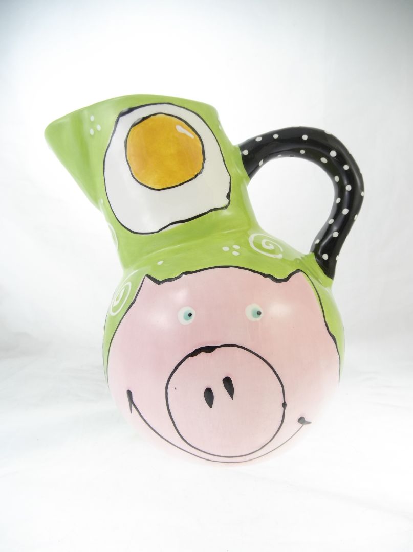 With love Joanne AS IS Crazing: eggs & bacon pig novelty pitcher