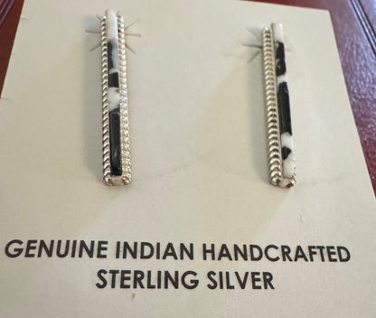 Navajo White Buffalo earrings made by Allen Barney