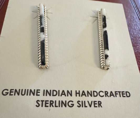 Navajo White Buffalo earrings made by Allen Barney