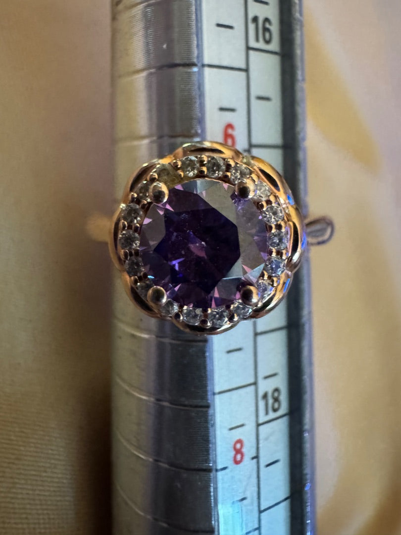 Rose gold 925 Purple CZ ring 6 1/2