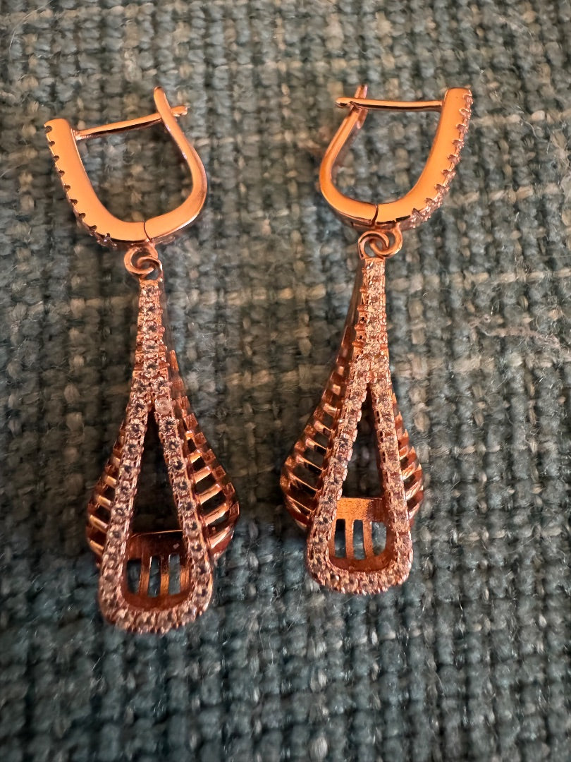925 rose gold CZ earrings