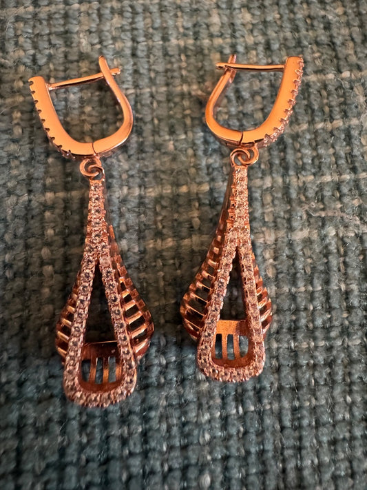 925 rose gold CZ earrings