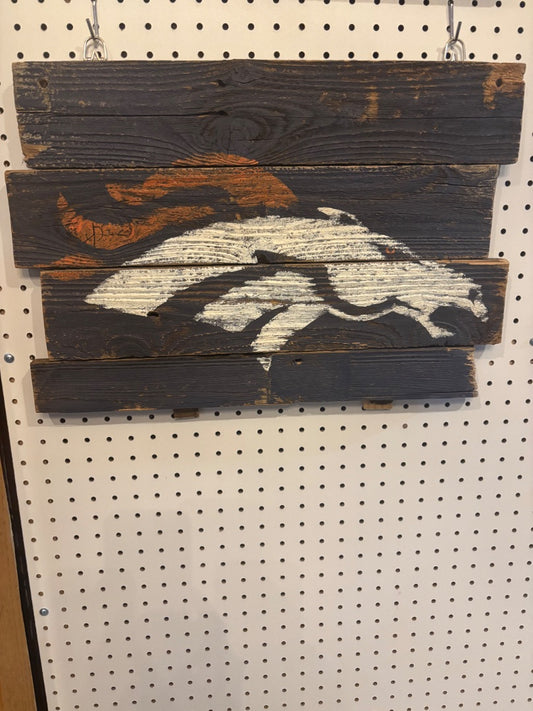 Broncos logo in wood 2