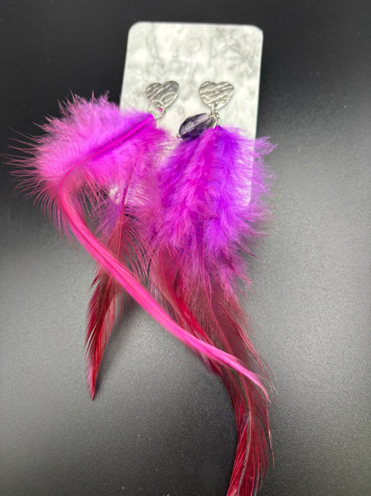 Purple  Feather earrings