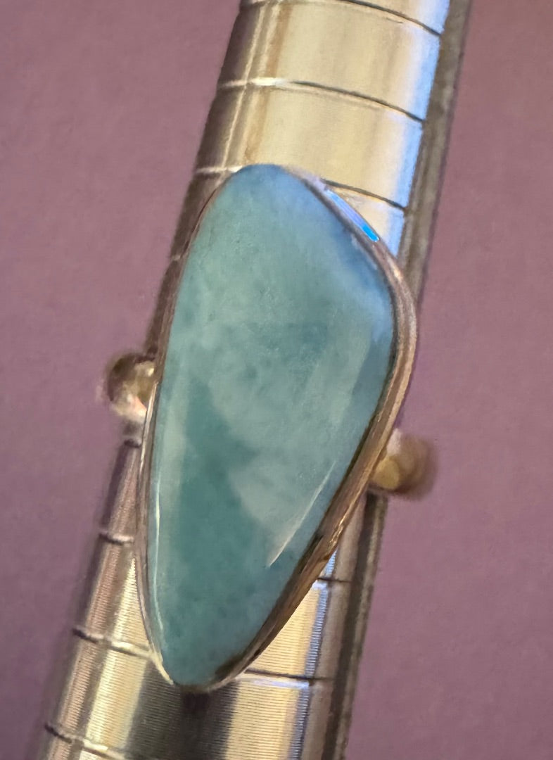 Larimar large stone ring 4 3/4