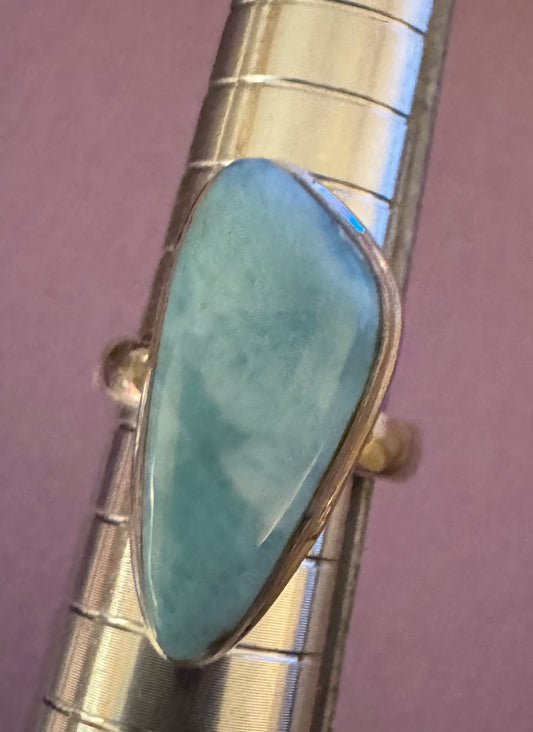 Larimar large stone ring 4 3/4