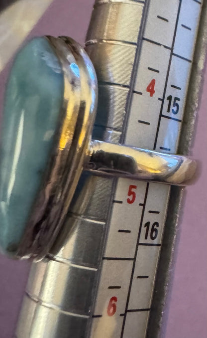Larimar large stone ring 4 3/4