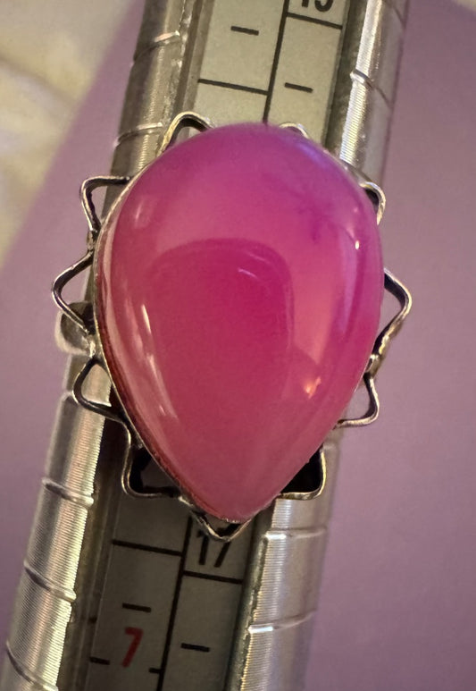 Dark pink teardrop ring 6