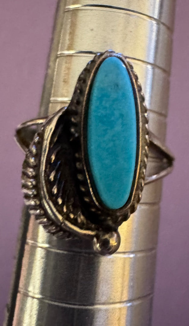 Vintage SW turq leaf ring 5
