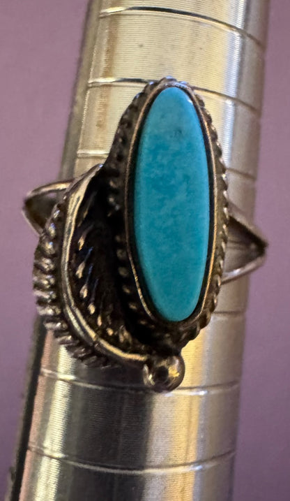 Vintage SW turq leaf ring 5