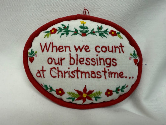 Wht/Red Handmade Christmas - We Count our Blessing, 3 1/2 x 4 3/4