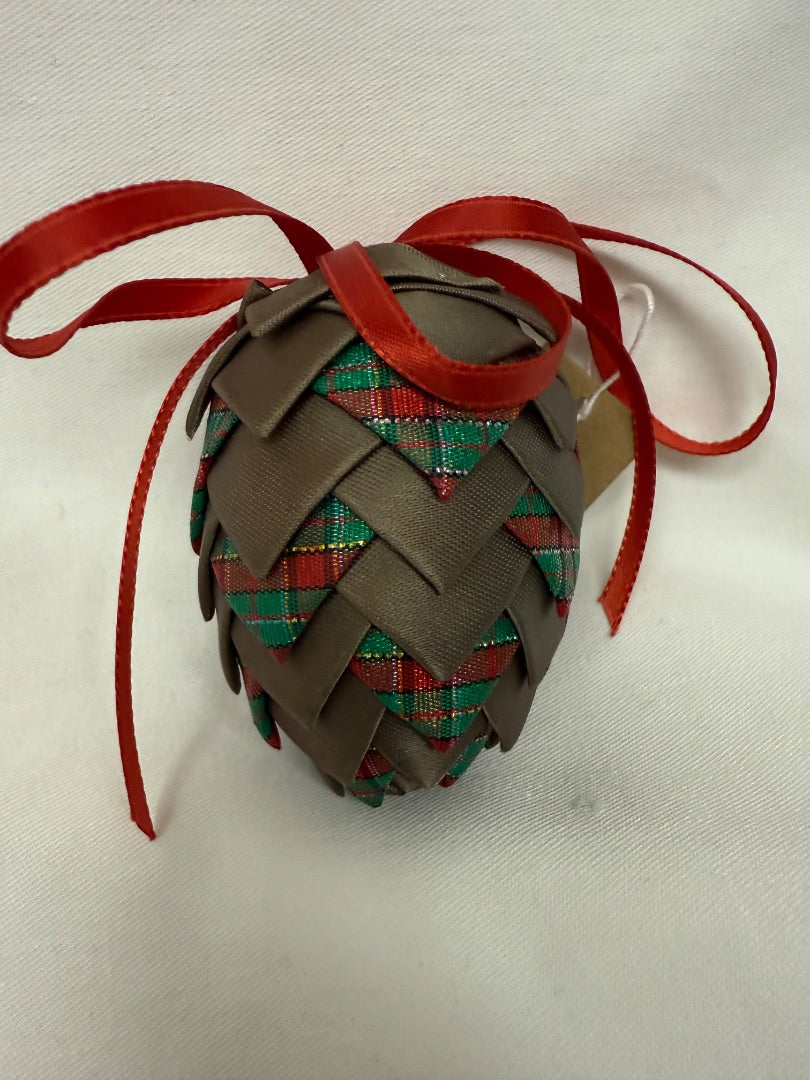 Brn/Pld Handmade Christmas - Fabric Pinecone, 3"