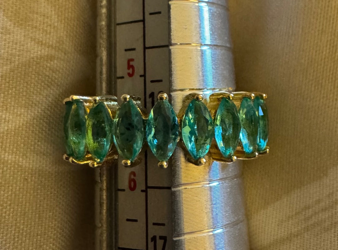Green marquis stone gold over 925 band 5 1/2