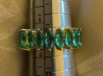 Green marquis stone gold over 925 band 5 1/2