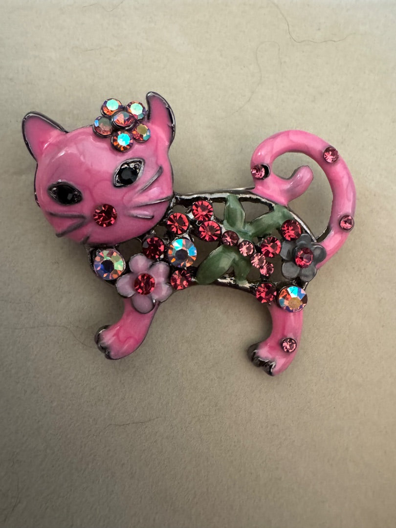 Pink Cat brooch