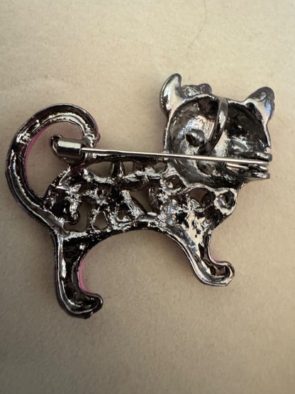 Pink Cat brooch