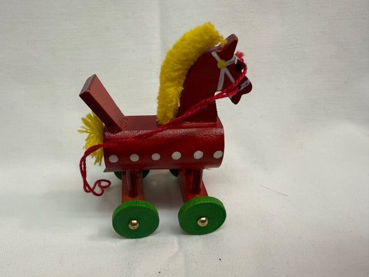 Red Handmade VTG WoodHorse, 3x2”