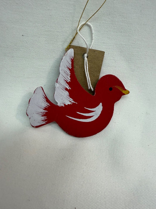 Red Handmade VTG wood cardinal, 2"